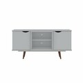 Designed To Furnish Hampton TV Stand with 4 Shelves & Solid Wood Legs in White 26.57 x 53.54 x 15.75 in. DE2616294